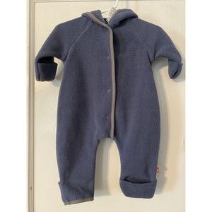 Zutano Baby Boys size 3 Months Cozie Fleece Elf Romper Blue Gray